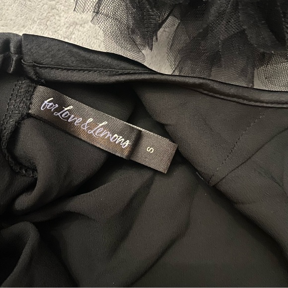 New! For love and lemons satin cutout tulle trim mini slip dress 27805 - Picture 9 of 10